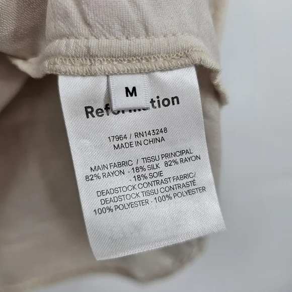 Reformation Ross Velvet Silk Cami Top Beige Neutral‎ Straight Neckline Size M - Picture 5 of 7